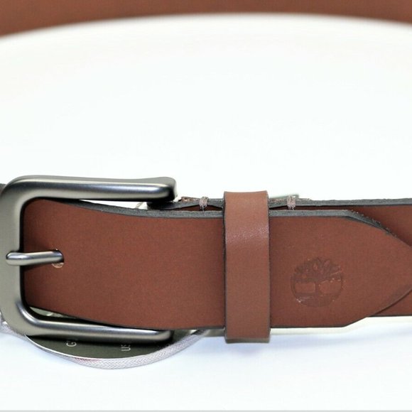 Timberland Size 38 Men's Classic Leather Belt Made in USA Brown New - Picture 7 of 9